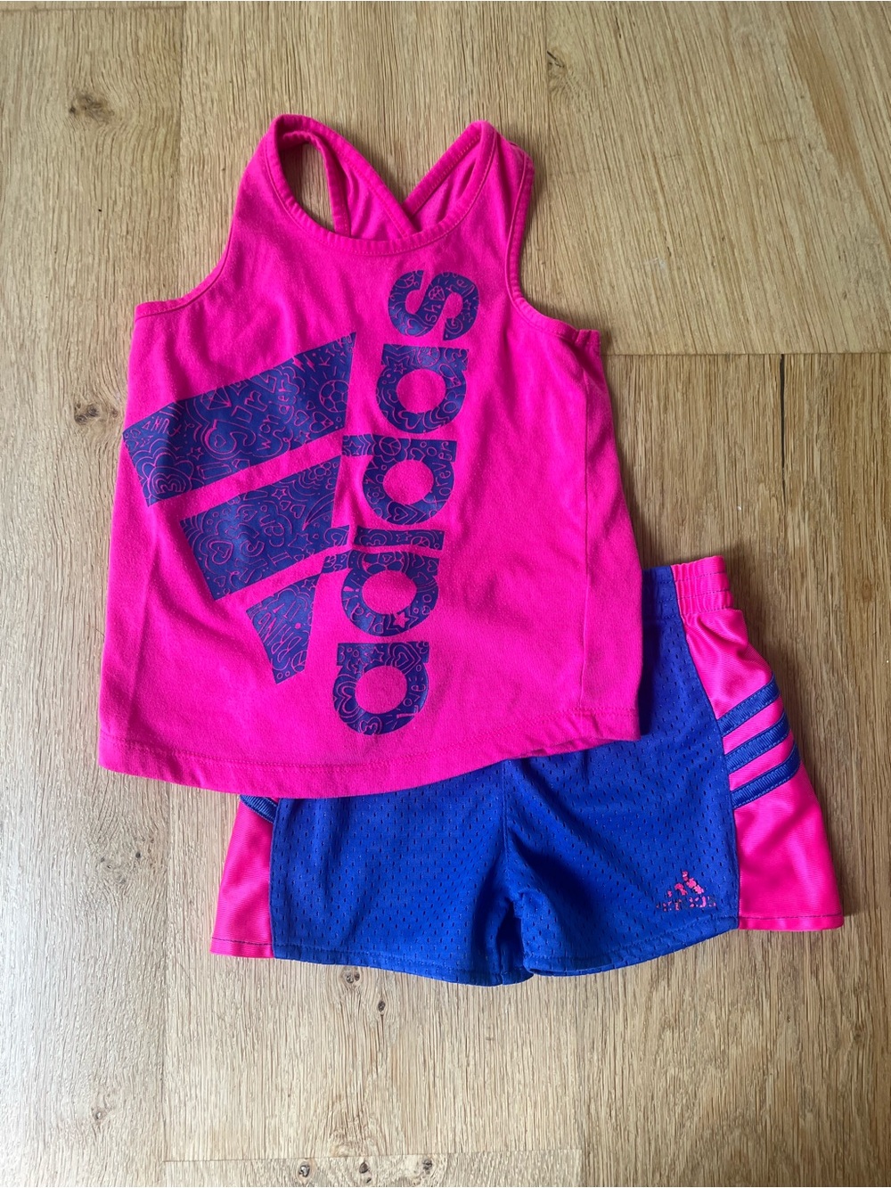 Adidas Kids Mesh Vibrant Blue and Pink Outfit